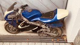 Pocket Bike Mini Chopper blau weiss Bastlerobjekt Teileträge