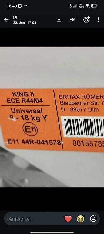 Seggiolini per auto: Kindersitz Brita Römer King II. 9 bis 18 Kilo  – Usato da Schindellegi venduto da R.Temperli 4