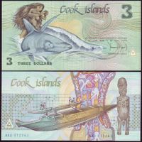 Cook Islands 3 Dollars UNC (1987)