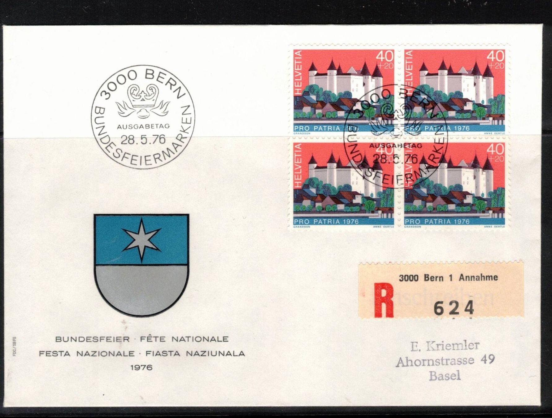 Tutti i francobolli: 1976 FDC Pro Patria nach Basel – Usato da Rheinau venduto da loxis