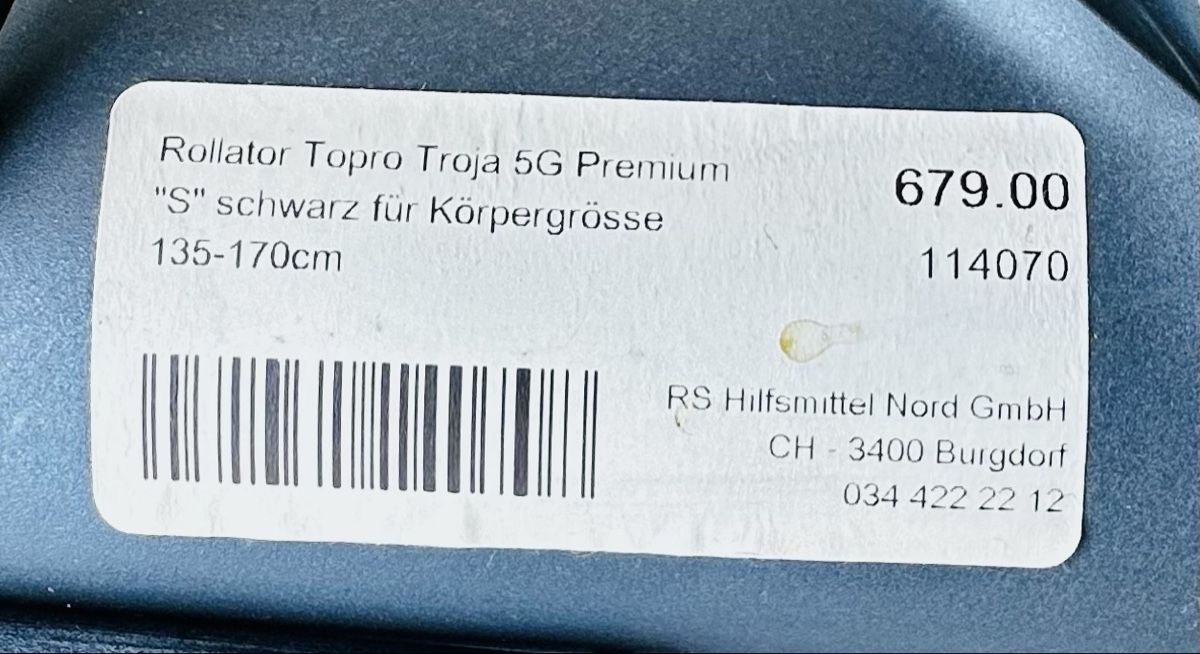 Ausili per la deambulazione: Rollator Topro Troja 5G Premium "S" schwarz – Usato da Leimbach TG venduto da Thurgi_Doro 6