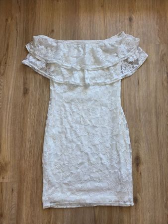 Weisses Spitzenkleid, schulterfrei - New Look
