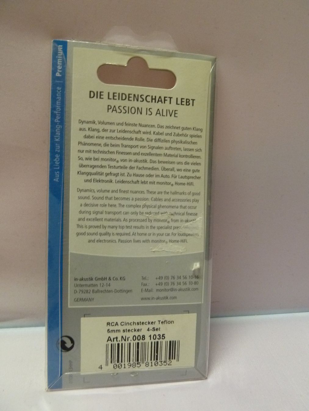 Unità & Adattatore: 4x Inakustik Premium Chinchstecker – Nuovo e nell'imballaggio originale da Affoltern am Albis venduto da Sennrtv 6