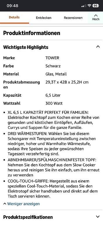Elettrodomestici da cucina: Slowkocher Tower 6,5 lt – Usato da Pratteln venduto da Sylvie027 2