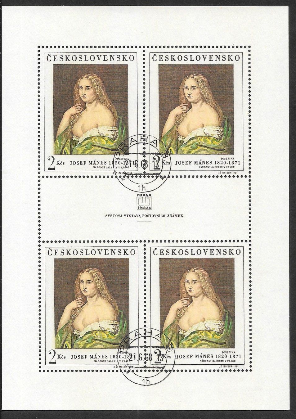 Alle Briefmarken: Tschechoslowakei Kleinbogen 1802 Gemälde Manes ET 21.6.1968 – Neu (gemäss Beschreibung) aus Olten von clotaldi