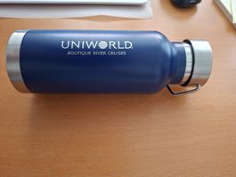 Trinkflasche Uniworld blau Metall guter Zustand