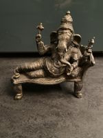 Antike, grosse silber Statue Ganesha, Hindu Gott Figur Deko