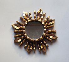 Peru: wunderschöner Holz Wandspiegel, 15 cm Durchmesser, NEU