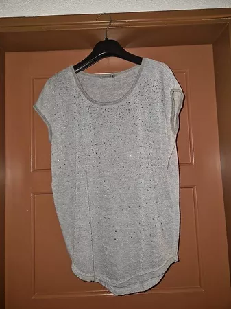 Maglia donna grigia con strass