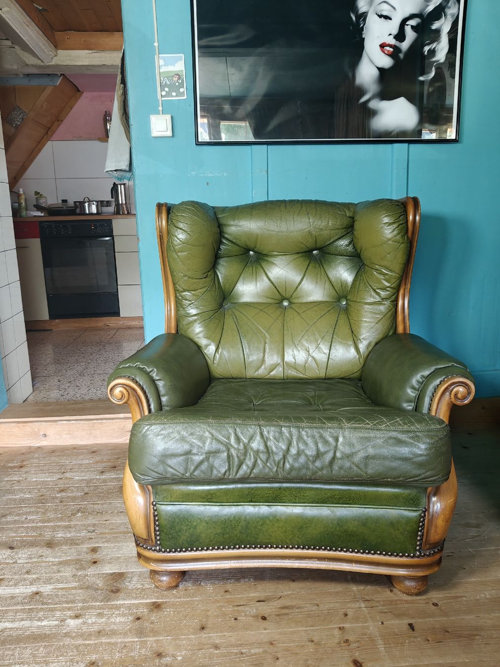 Chesterfield Poltrone: grüner Chesterfield Leder Sessel  – Usato da Ebnat Kappel venduto da Noah2512 5