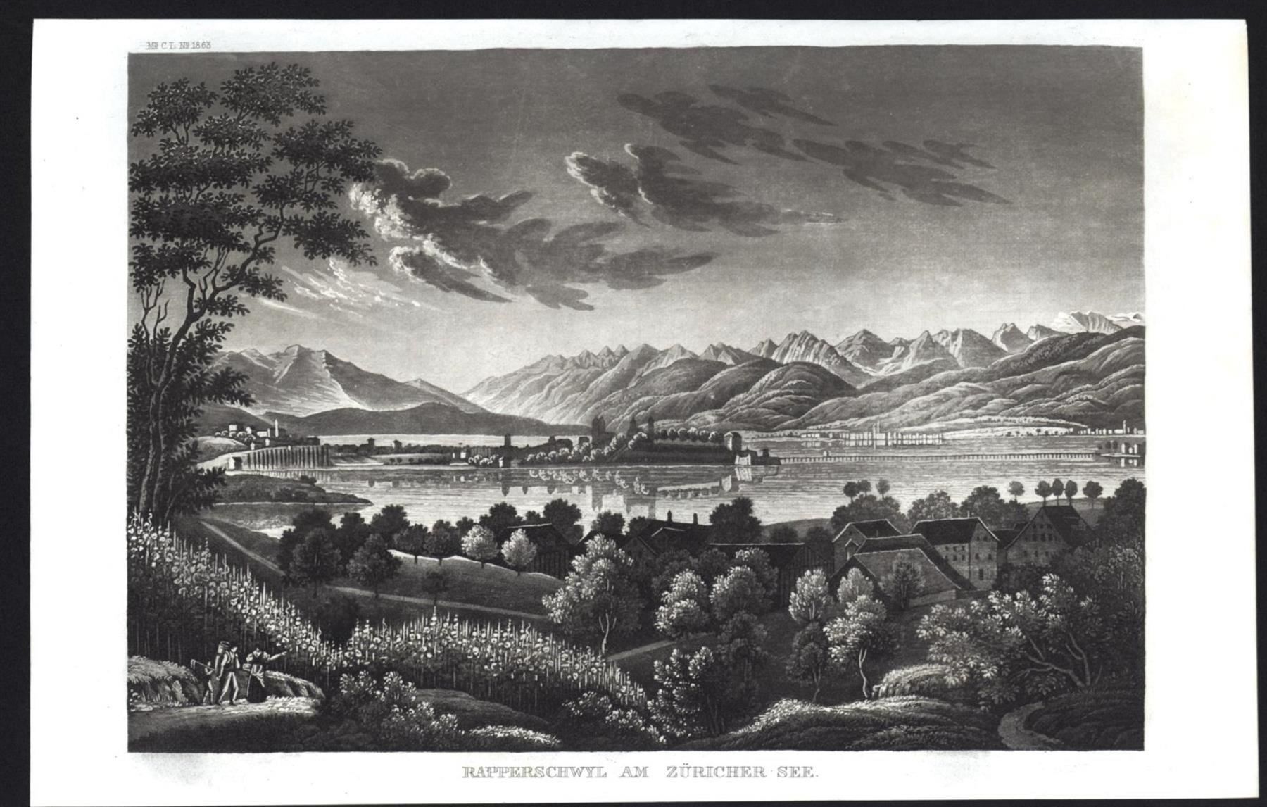 Gravures: Rapperswil Aquatinta 1863 – D'occasion à Rafz par Helvet32