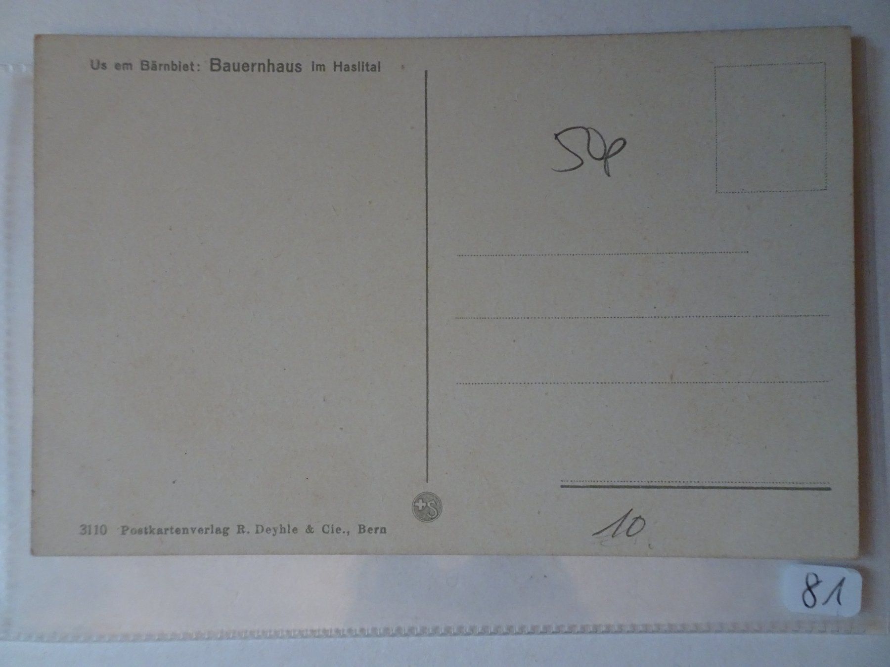 Cartoline postali: Alte Ansichtskarte: Bauernhaus im Haslital, Schweiz – Usato da Schönenwerd venduto da schnitzunddrunter 1