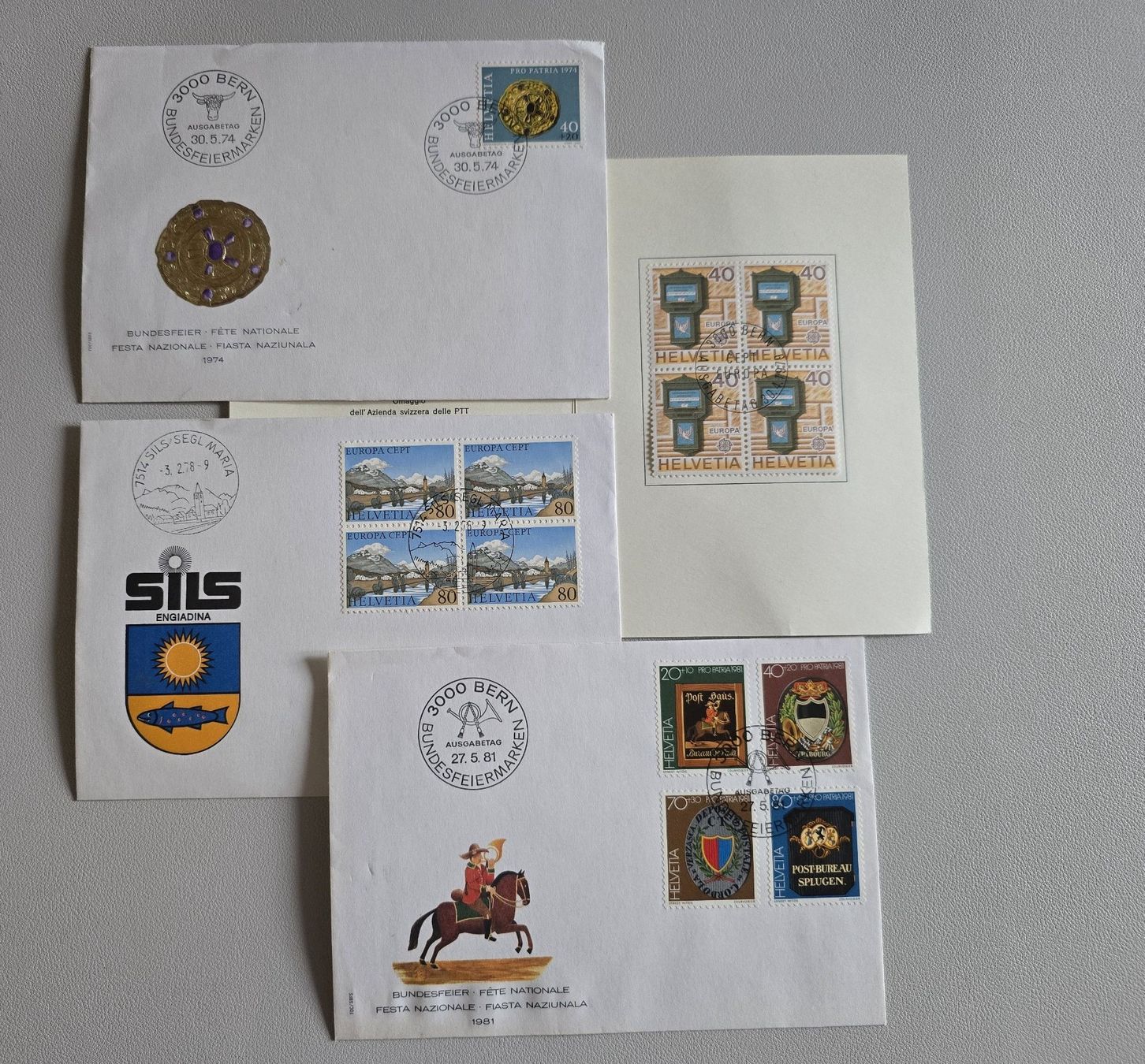 Buste & buste per spedizione: Pro Patria, Bundesfeierbriefe, 4er Block – Usato da Steinerberg venduto da Bcsbcs 1