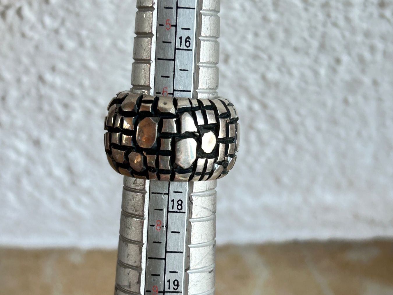 Anelli: Massiver Silberring "CITY", Gr.54, Strukturmuster – Usato da Dittingen venduto da Bellevista 5
