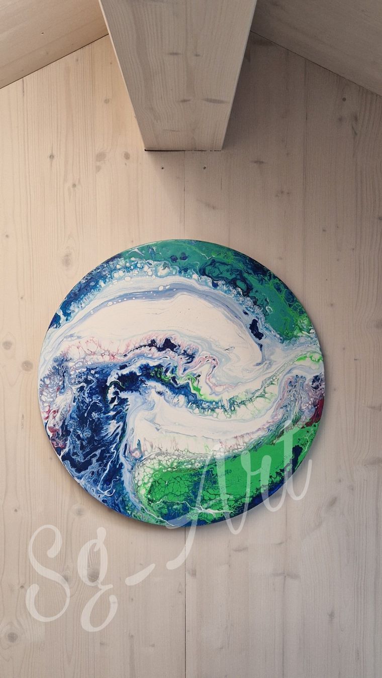 Dipinti: Acrylbild abstrakt pouring "wave" Unikat – Nuovo e nell'imballaggio originale da Rheinau venduto da Sussel
