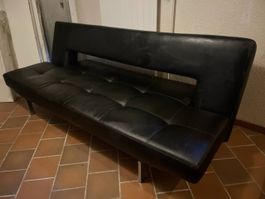 Modernes schwarzes Bettsofa aus Kunstleder