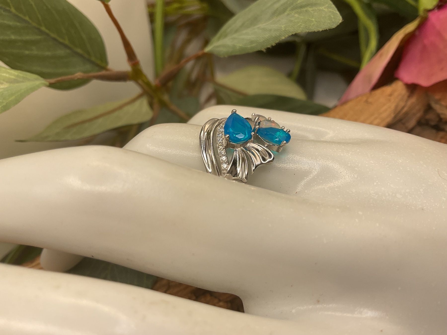Anelli: Opalring mit Zirkonia in Sterlingsilber, Gr.56 – Nuovo (secondo la descrizione) da Luzern venduto da S.Kern01 3