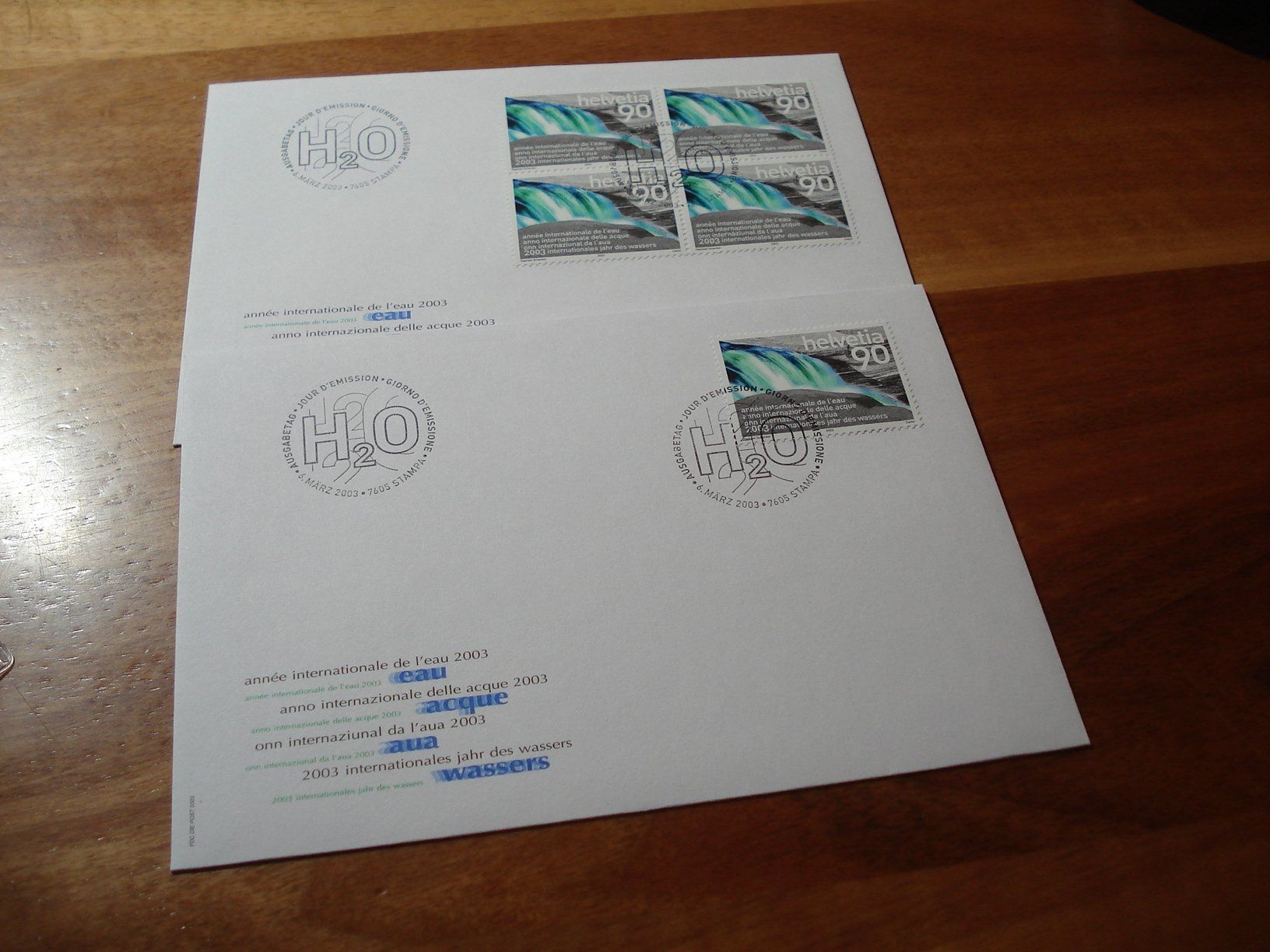 Tutti i francobolli: Jahr des Wassers, 2003, FDC Einzel + 4erblock – Usato da Niederwil AG venduto da morostahu 1