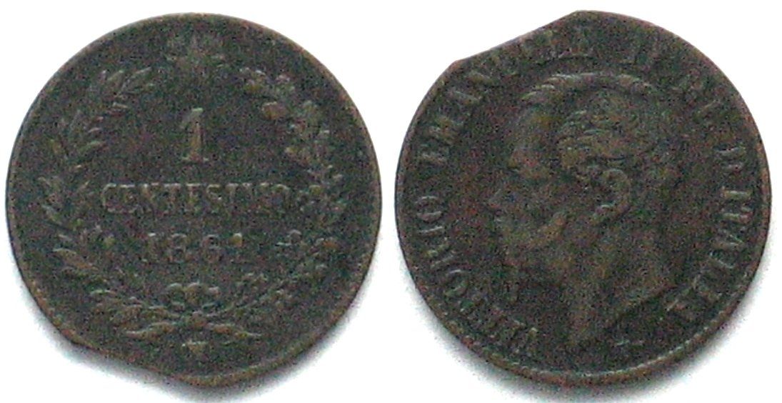 Alle Münzen: ITALIA 1 Centesimo 1861 M errore di conio – Gebraucht aus Riehen von sesambestcoins2004