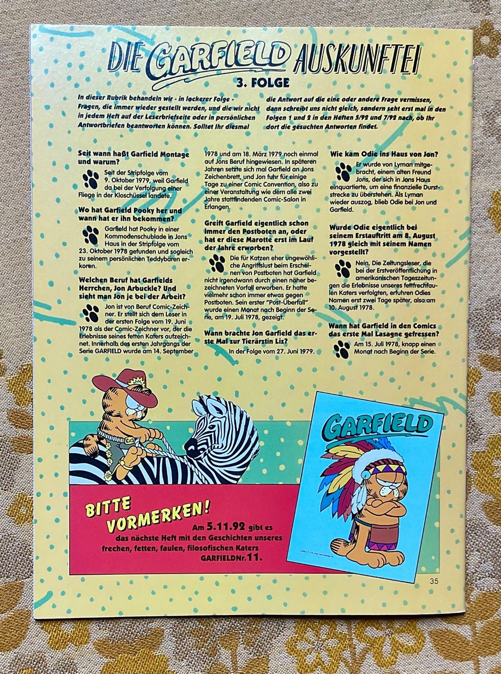 Fumetti: Garfield Heft Nr 10 von 1992 – Usato da Endingen venduto da nathan05 9