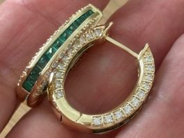 Luxus Elegante Creolen Ohrstecker Ohrschmuck Farbe:Gold/Grün
