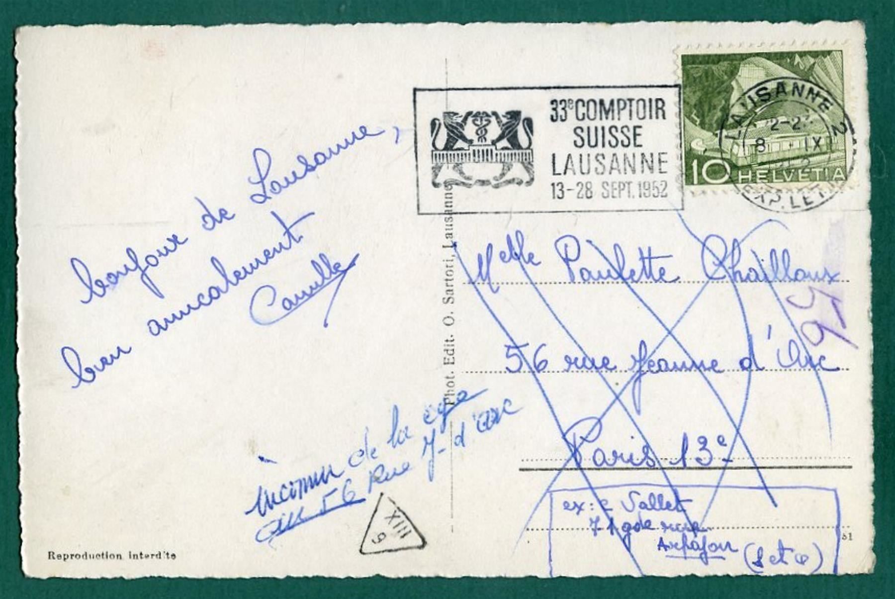 Cartoline postali: Château de Chillon, 1952, gelaufen – Usato da Sargans venduto da Hausi1951 1