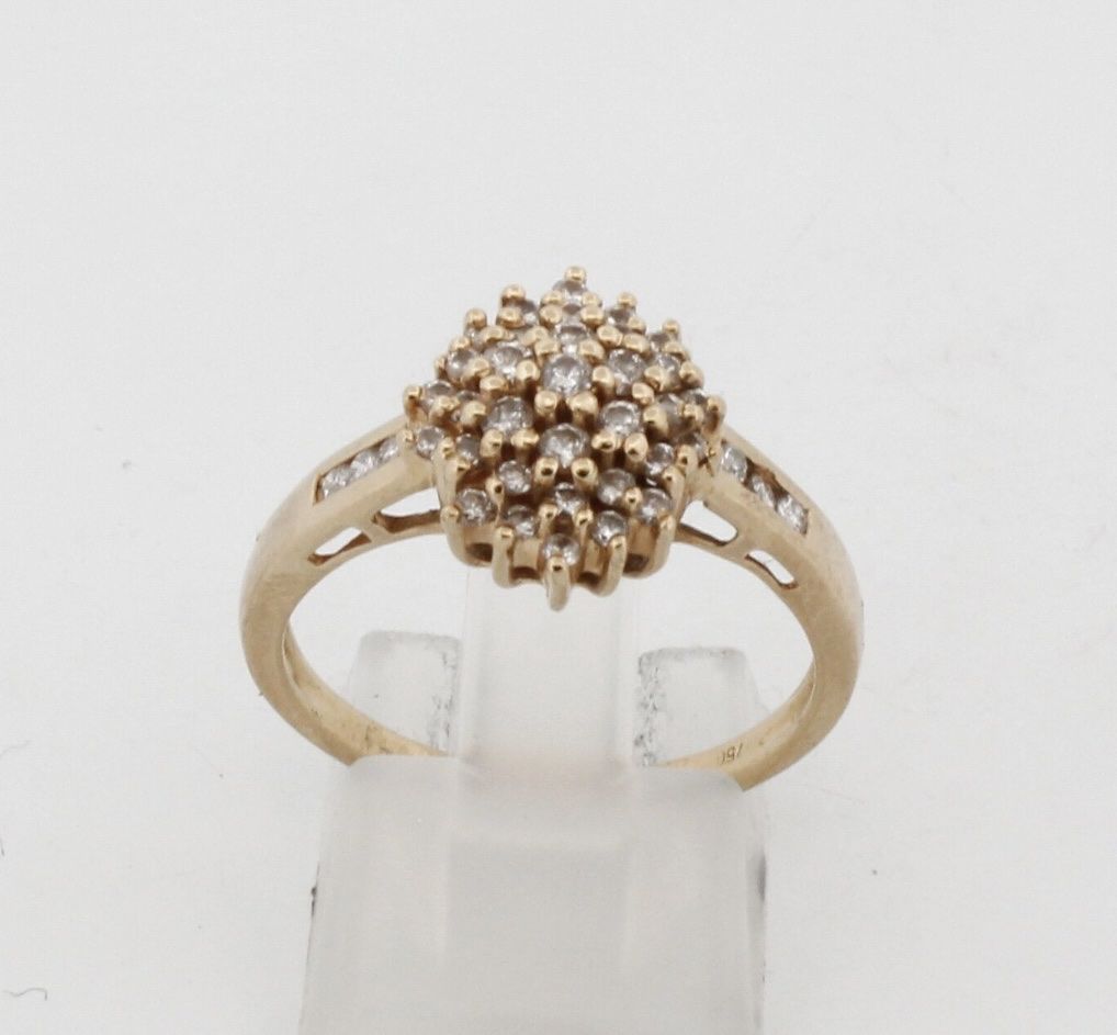 Anelli: Vintage 18k Gold Diamond Cluster Ring - Size 58 – Usato da Cham venduto da ppl_8lbl