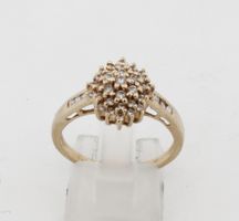 Vintage 18k Gold Diamond Cluster Ring - Size 58
