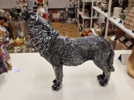 Deko Wolf in Vintage Silber Optik