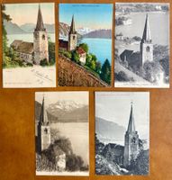 Montreux - 5 cartes anciennes - Eglise de Montreux