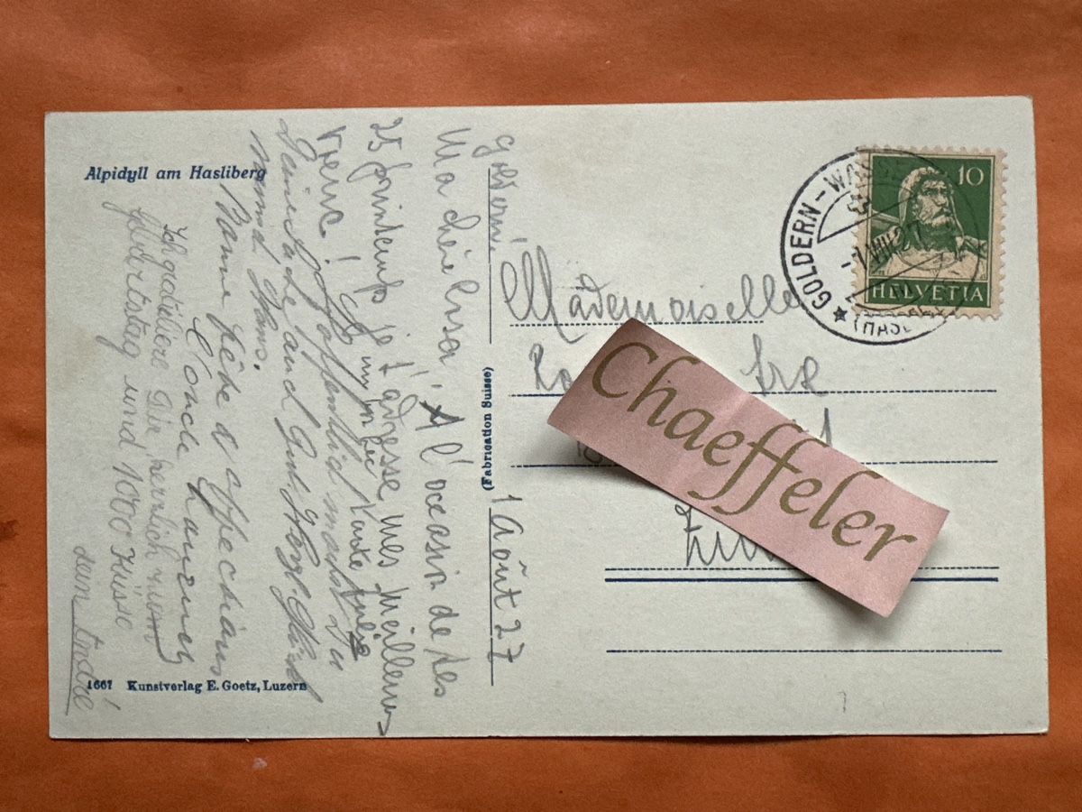 Cartoline postali: 1927 Alpidyl am Hasliberg – Usato da Zürich venduto da Chaeffeler 1