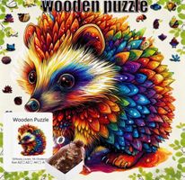 Wooden-Puzzle-Holzpuzzle-Igel -Familie 14x14cm