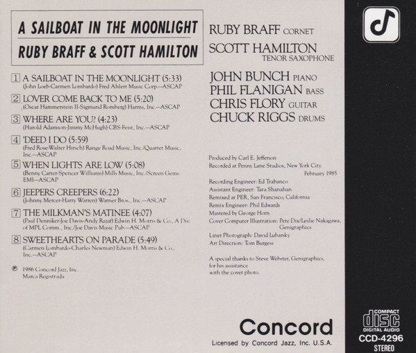 CD: Ruby Braff [Concord] Scott Hamilton, John bunch, Chris Flory – Usato da Engelberg venduto da foyastro 1