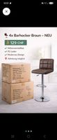 4x Barhocker Braun PU Leder Hoehenverstellbar NEU