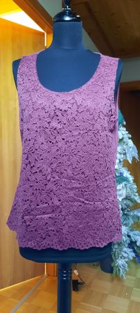 Damen top M L Mauve Lila spitze shabby chic landhaus2000