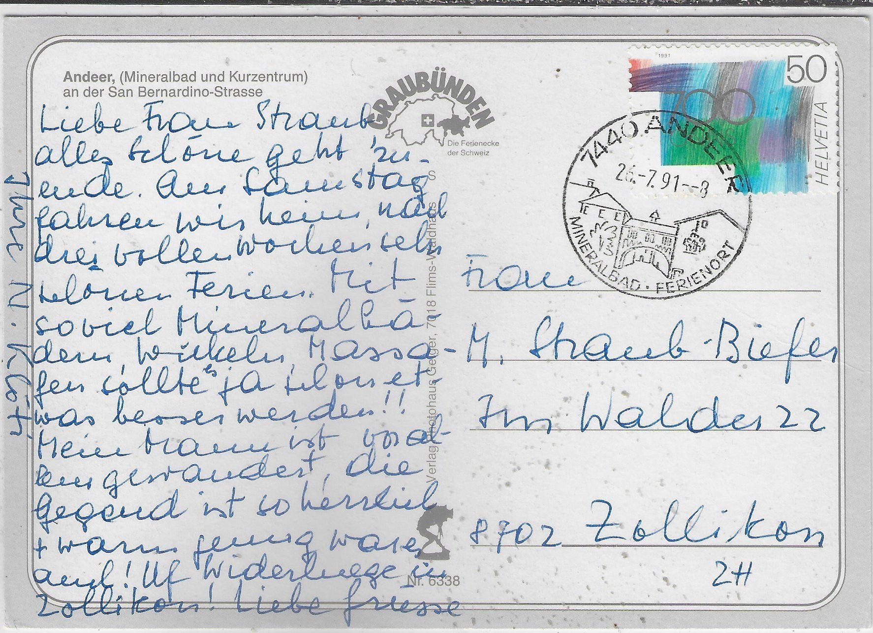 Cartoline postali: Andeer - Generalansicht – Usato da Ettingen venduto da Kartenplanet 1