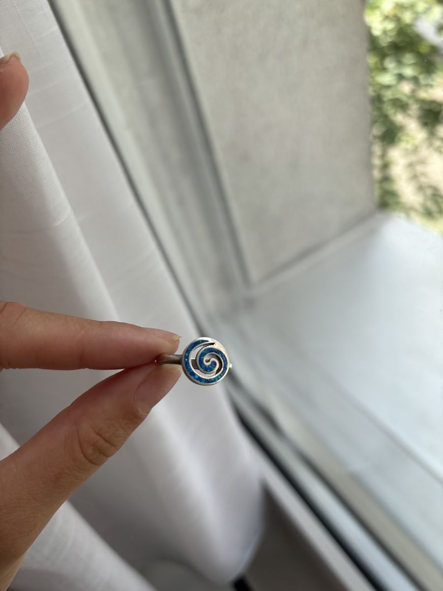 Anelli: Sterling Silver Blue Opal Spiral Ring Everyday Round Ring 52 – Usato da Zürich venduto da Rochfordevelyn 4