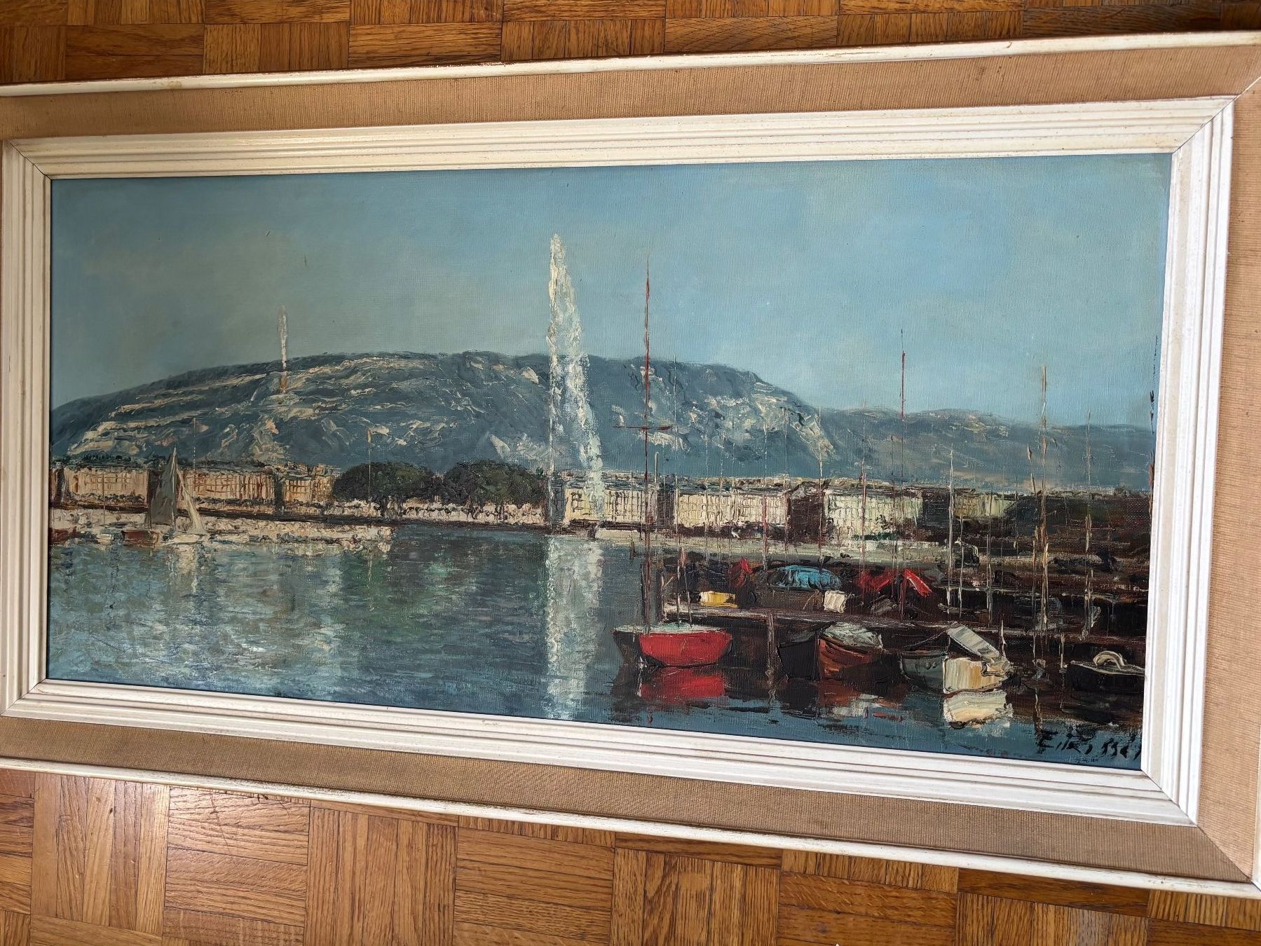 Tableaux: Tableau signe Vue du port de Genève ? – D'occasion à Peseux par Cresus27 7