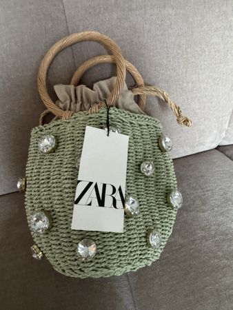 Zara Korbtasche mit Steinen neu mit Etikett