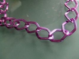 Kette Meterware 13x12mm rosa-lila je10cm
