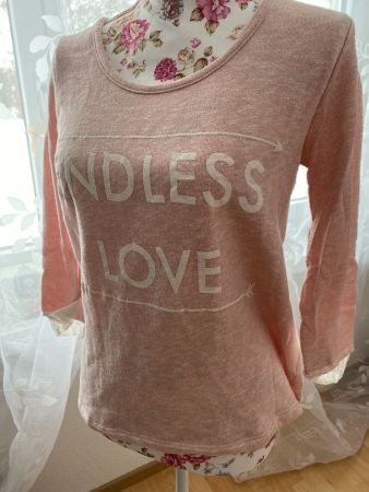 Sweatshirt mit Spitze rosa Gr S