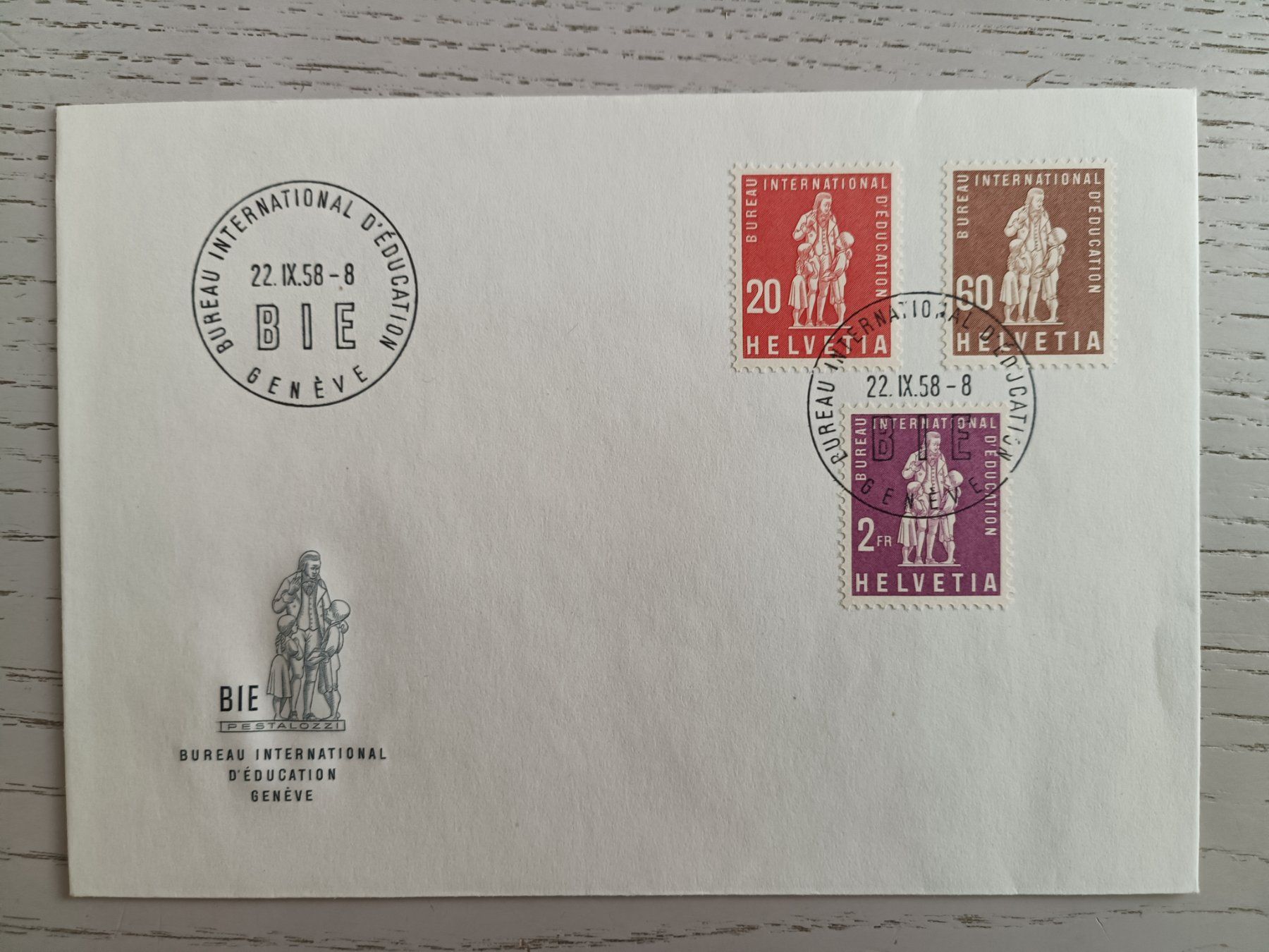 Alle Briefmarken: 1958 FDC Int. Erziehungsamt – Gebraucht aus Dübendorf von goeggi79 1