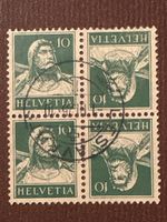 Bloc de 4 timbres Helvetia 10 centimes oblitérés