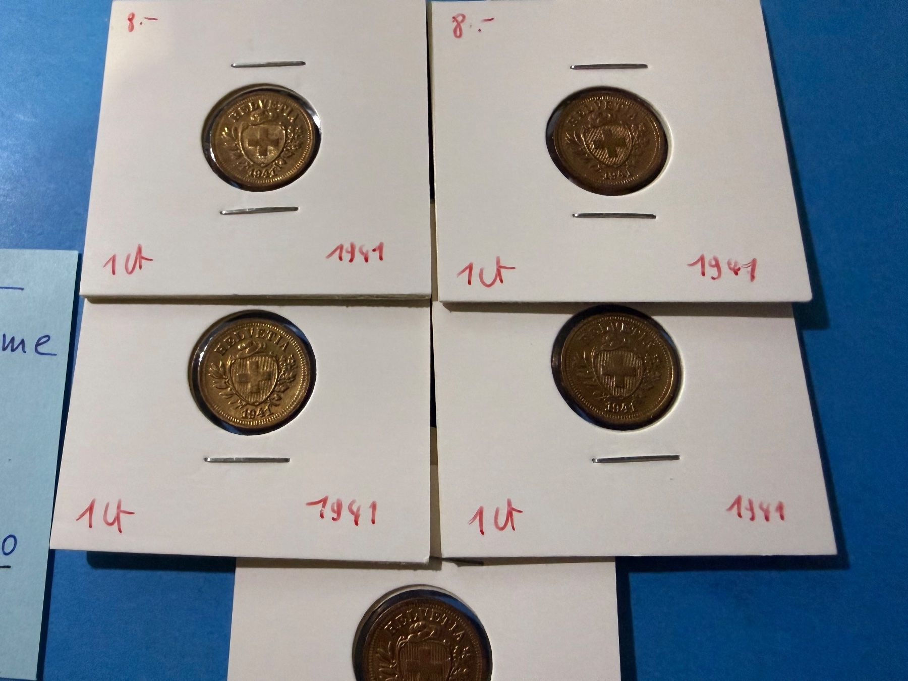 Tutti le monete: SUISSE : 5 X 1 CENTIME 1941 - SUPERBE – Usato da genève venduto da GEnumist 1