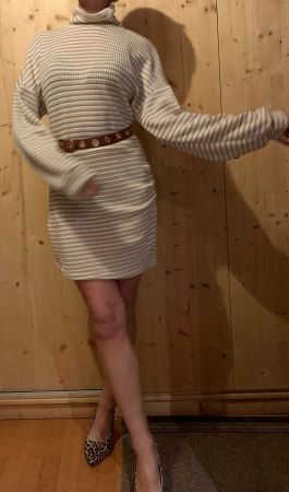 Abito Dolcevita invernale a righe aderente-tg M/L-nuovo