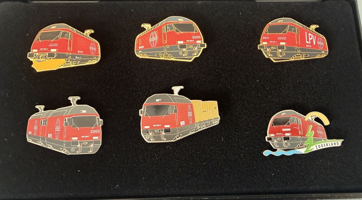SBB/CFF/FFS Placchette & Badge: PIN Set Re 465 Schmid Müller Design  – Usato da Münsingen venduto da Kilchenm