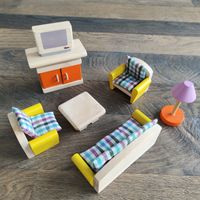 Gemütliche Retro Wohnzimmer Puppenhaus Möbel aus Massivholz