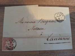 Strubelbrief 24A.a Kat. 1600.- mit Attest Basel - Lausanne
