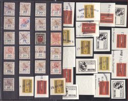 1920 Stempelmarken BERN/Biel zum Teil mit Handentwertungen