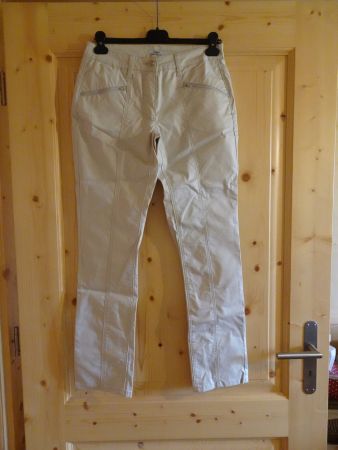 Beige Hose mit Überzug von Bonprix Gr. 38 - 240510